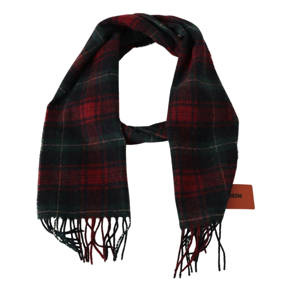 Missoni Men's Black Winter Scarves, One Size, Check Wool Scarf
