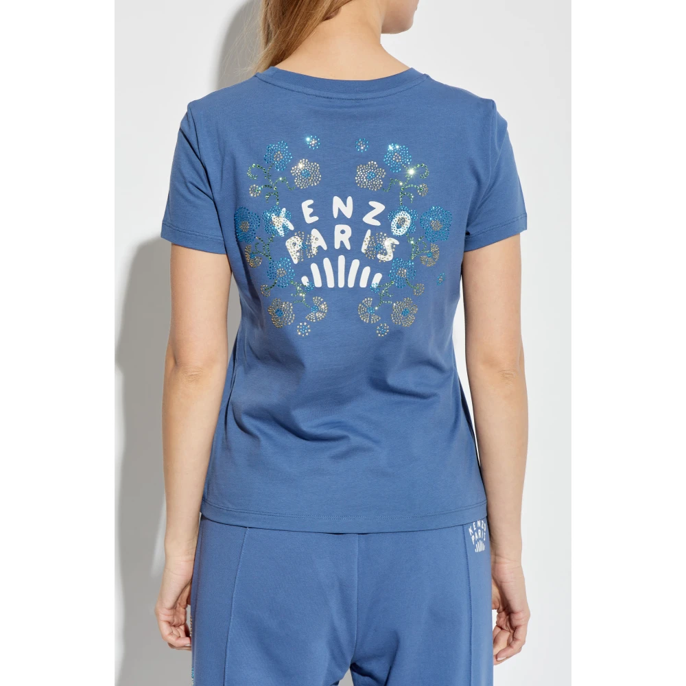 Kenzo T-shirt met glinsterende applicaties Blue Dames