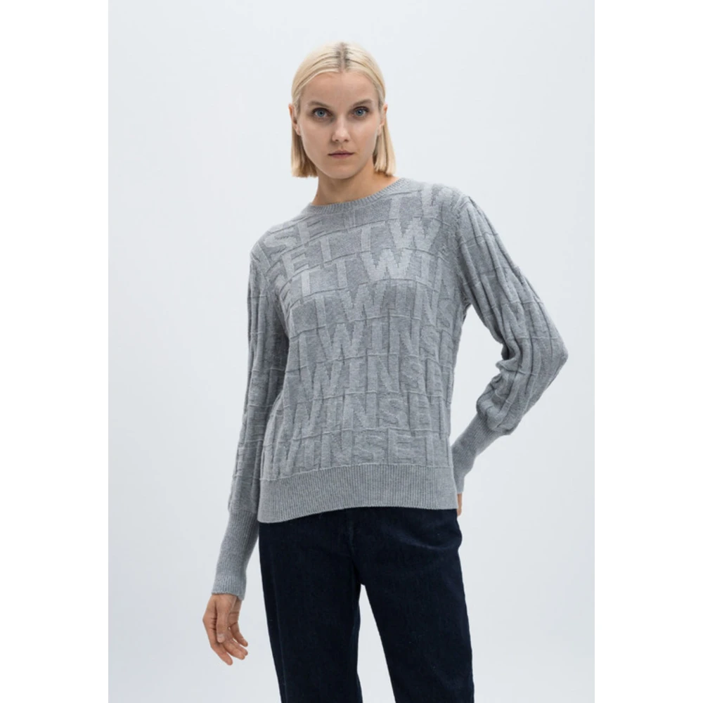 Twinset Grijze Gebreide Trui Comfortabele Katoenmix Gray Dames