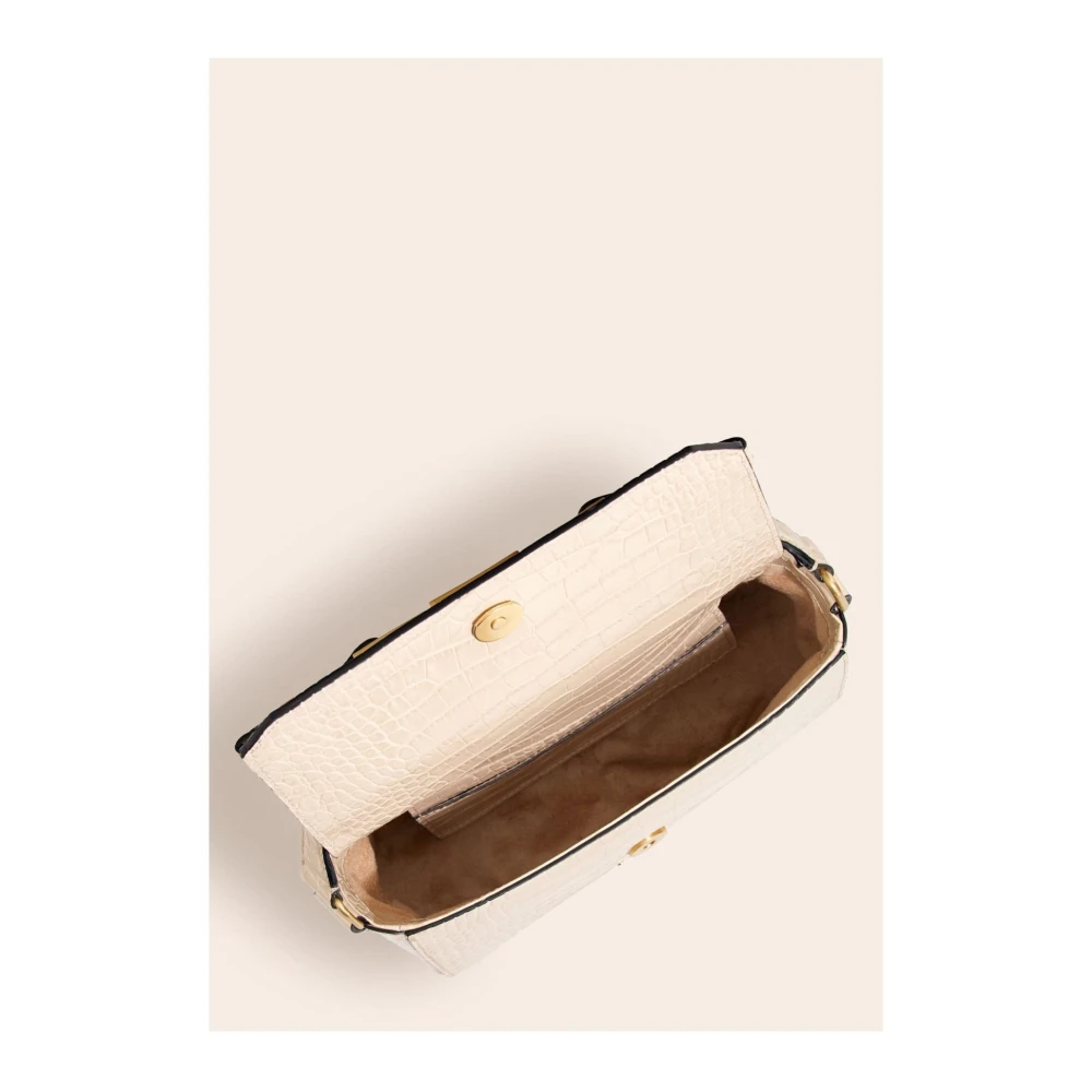 Guess Echt lederen schoudertas Croco patroon Beige Dames