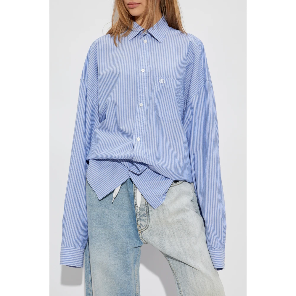 Balenciaga Shirt met streepjespatroon Blue Dames