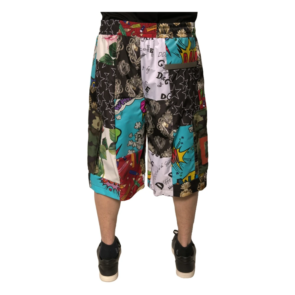 Dolce & Gabbana Multicolor Patchwork Cargo Bermuda Shorts Multicolor Heren