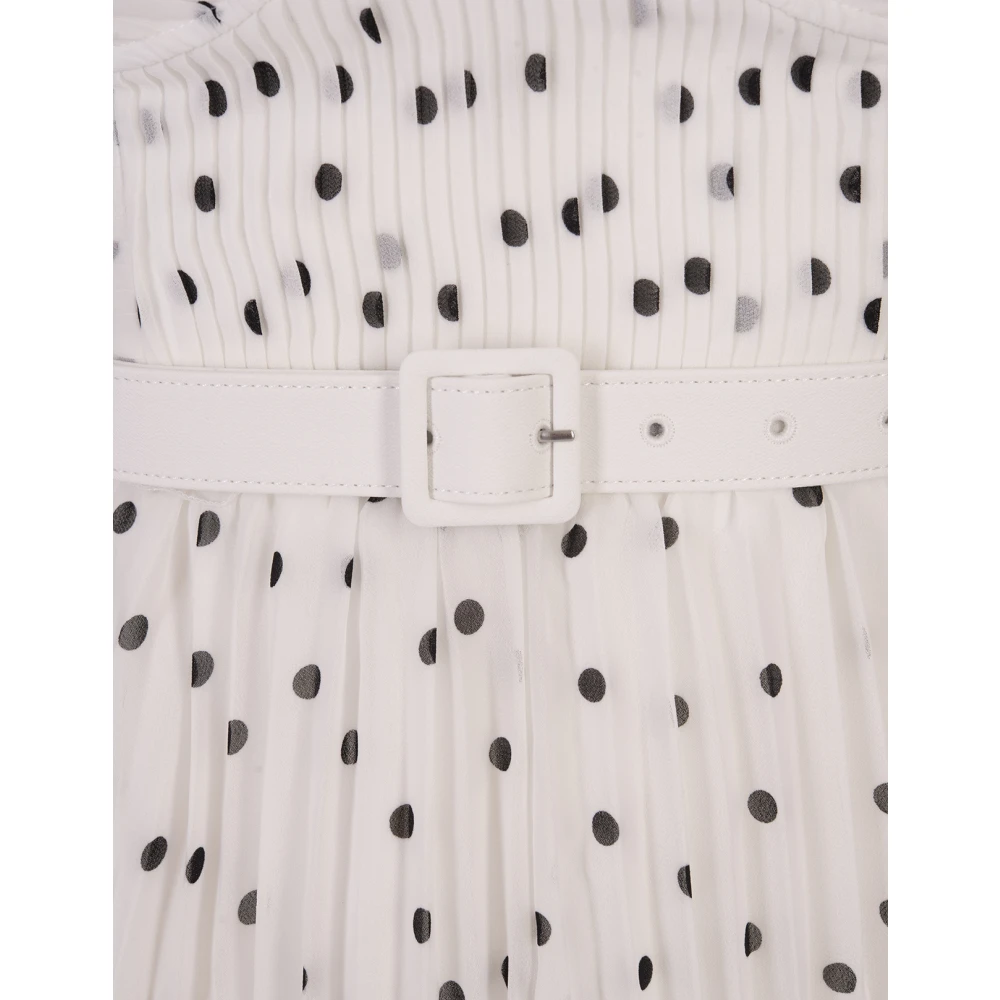Self Portrait Witte geplooide chiffon jurk met polkadotpatroon White Dames