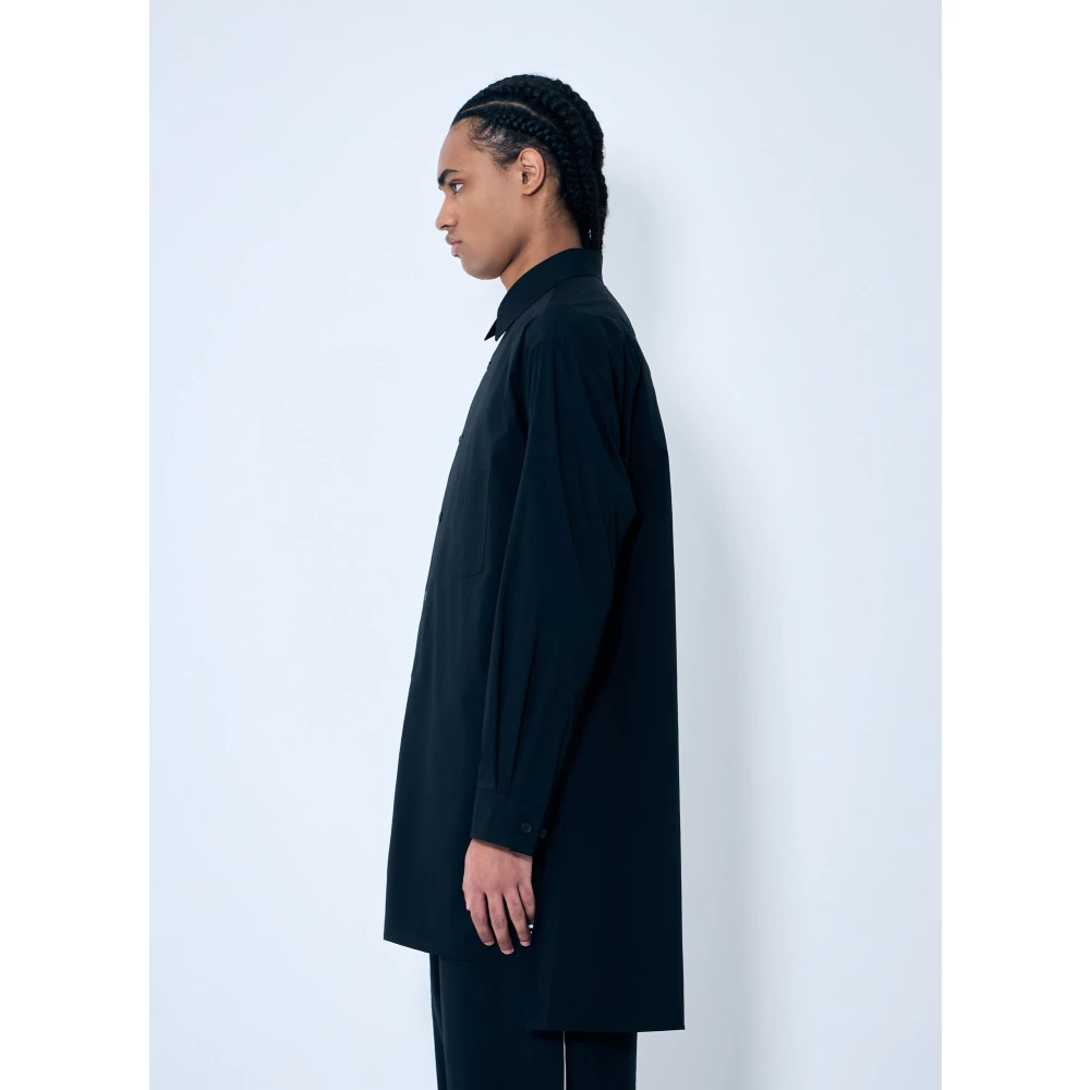 Y-3 Logo Print Katoenmix Shirt Black Heren