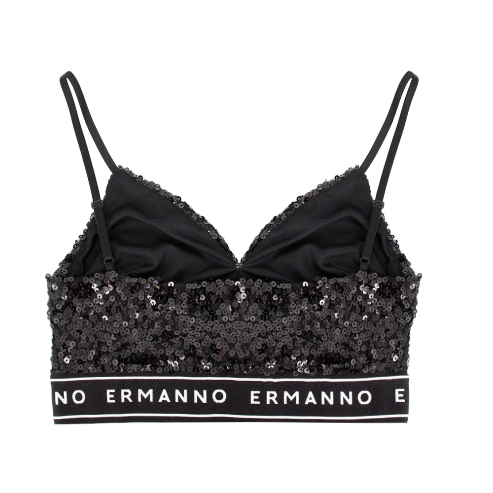 Ermanno Scervino Zwarte Wol Rechte Pijp Geplooide Broek Black Dames