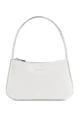 Silver läder baguette handväska