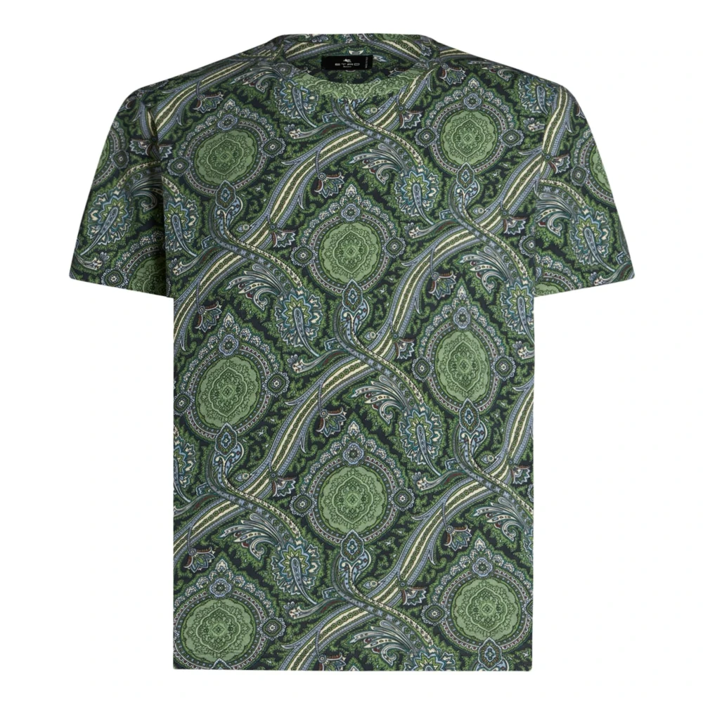 ETRO Groene Paisley Print T-shirt Green Heren