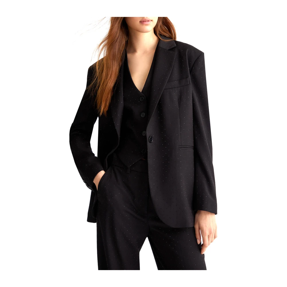 Liu Jo Klassieke Zwarte Blazer met Metalen Logo Black Dames