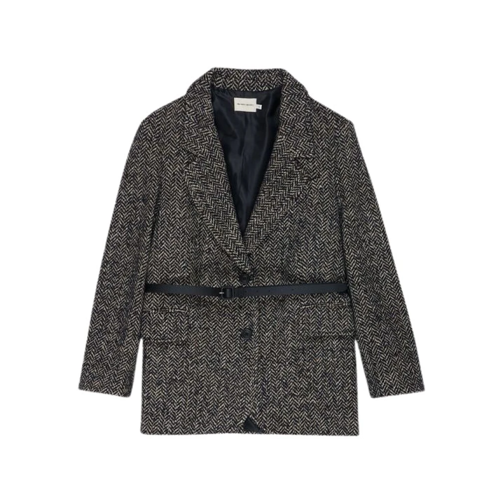 The New Society Op Maat Kraag Wollen Blazer Gray Dames