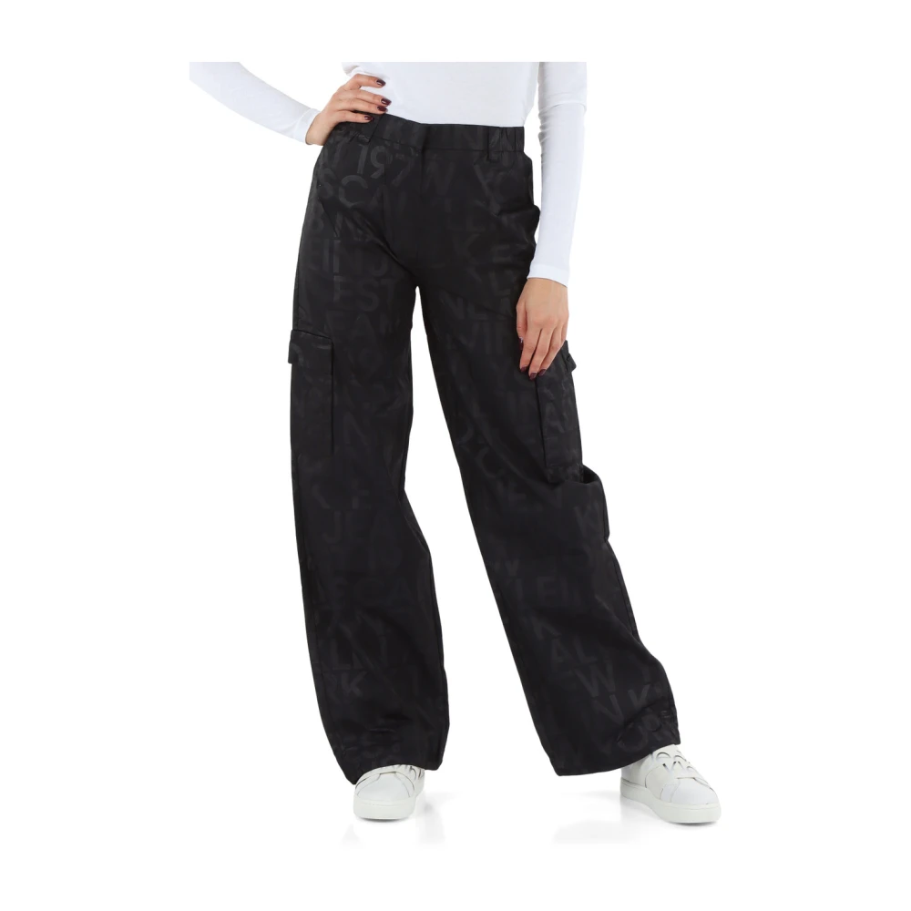Calvin Klein Jeans Wijde broek van technische stof Black Dames