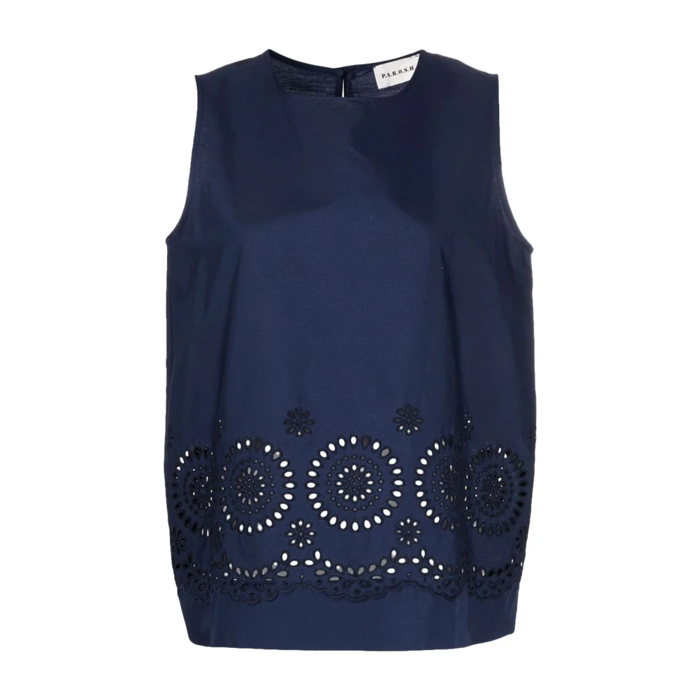 P.a.r.o.s.h. Blauwe Elegante Blouse Katoen Samenstelling Blue Dames