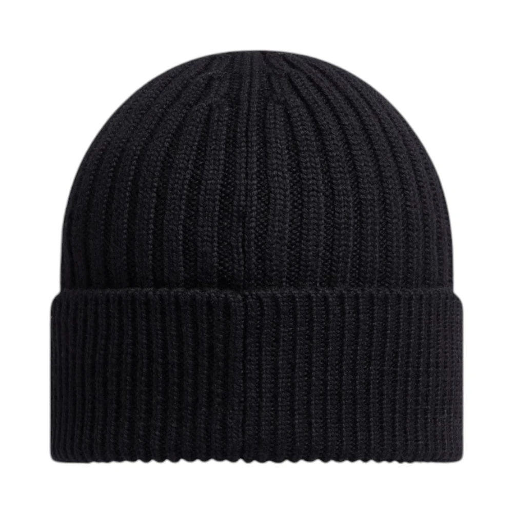 Moncler Ribgebreide Wollen Beanie Zwart Black Unisex