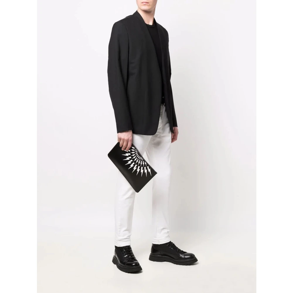 Neil Barrett Zwart Witte Rits Tas Black Heren