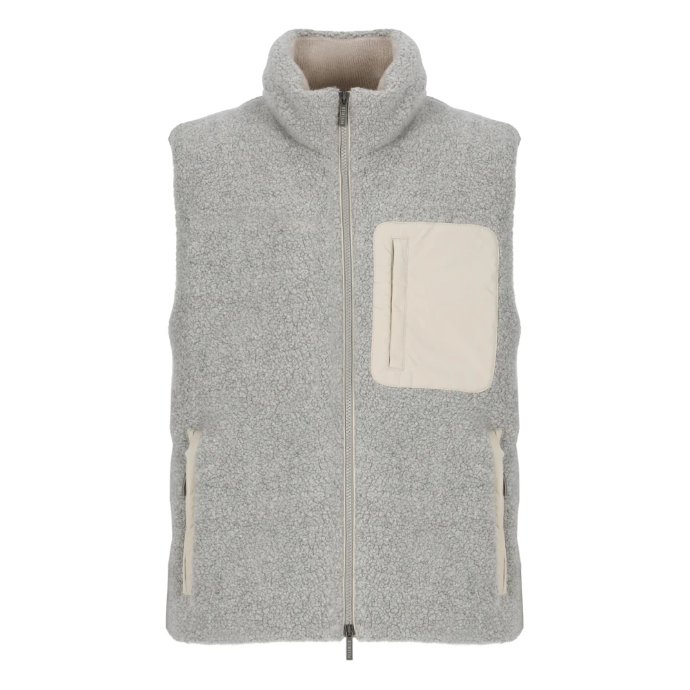 PESERICO Grijze Wol Mouwloze Hoge Hals Vest Gray Heren