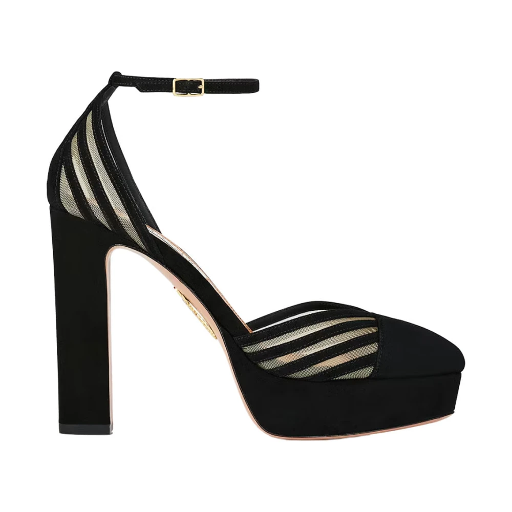 Aquazzura , High Heel Sandals, Female, Black, 4 1/2 Uk, Alana Plateau 110