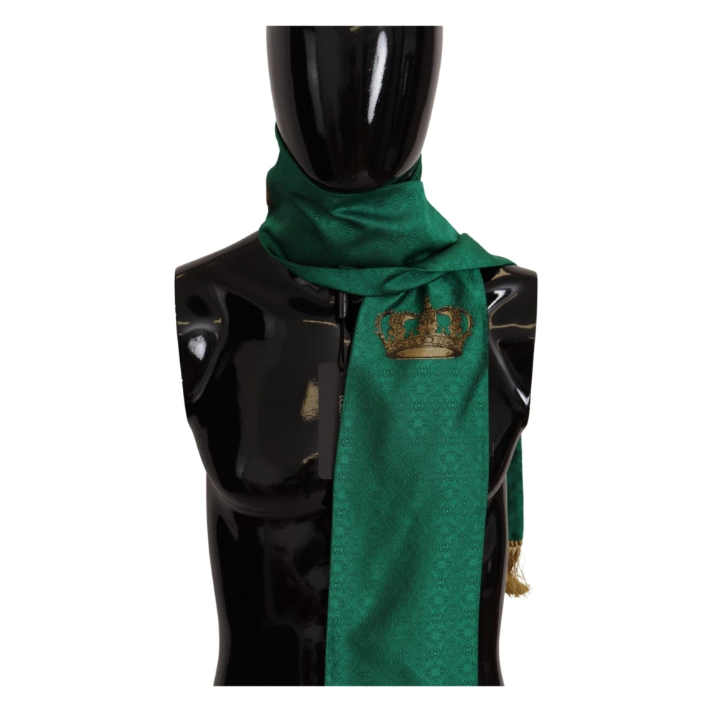 Dolce & Gabbana Luxe Groene Zijden Sjaal Green Heren