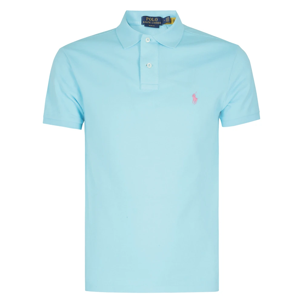 Polo Ralph Lauren Men's Blue Polo Shirts, Xl, Pink Cotton Polo Shirt With Logo
