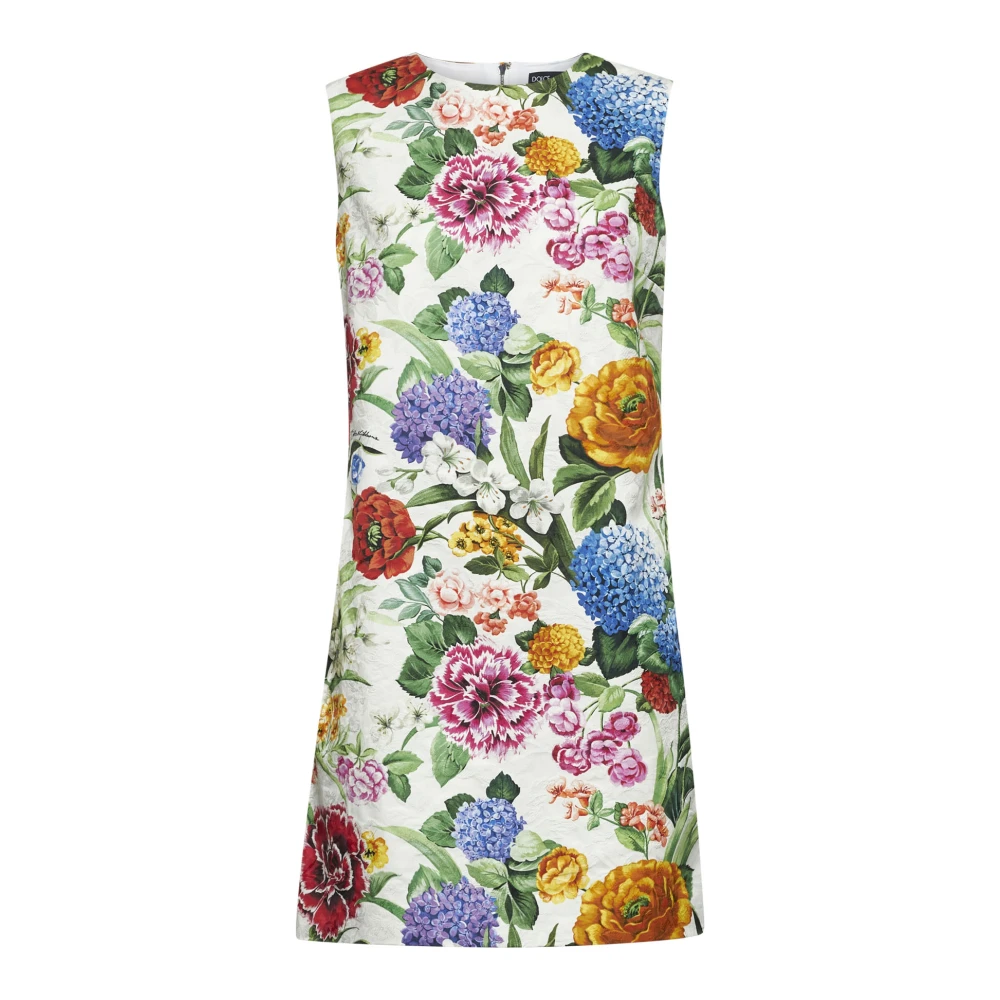 Dolce & Gabbana Bloemen Jacquard Mouwloze Jurk Multicolor Dames