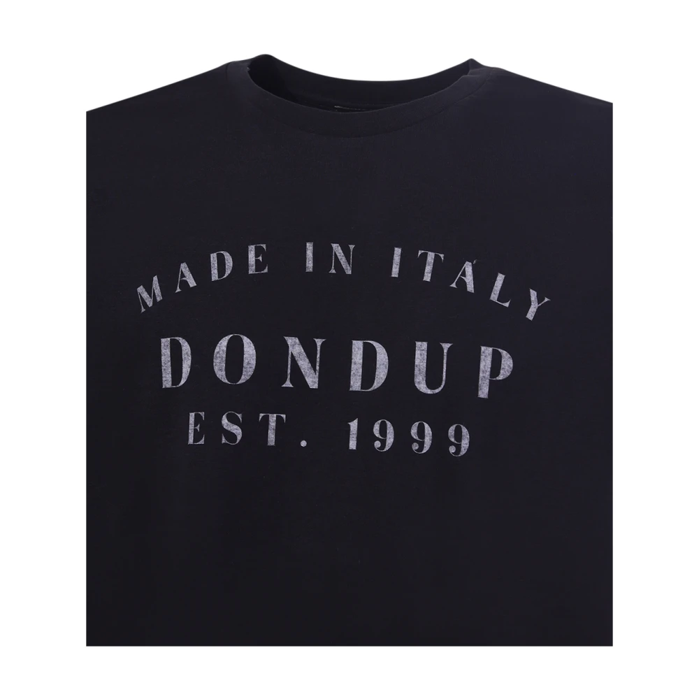 Dondup Zwarte Crew-neck T-shirt met Logo Black Heren