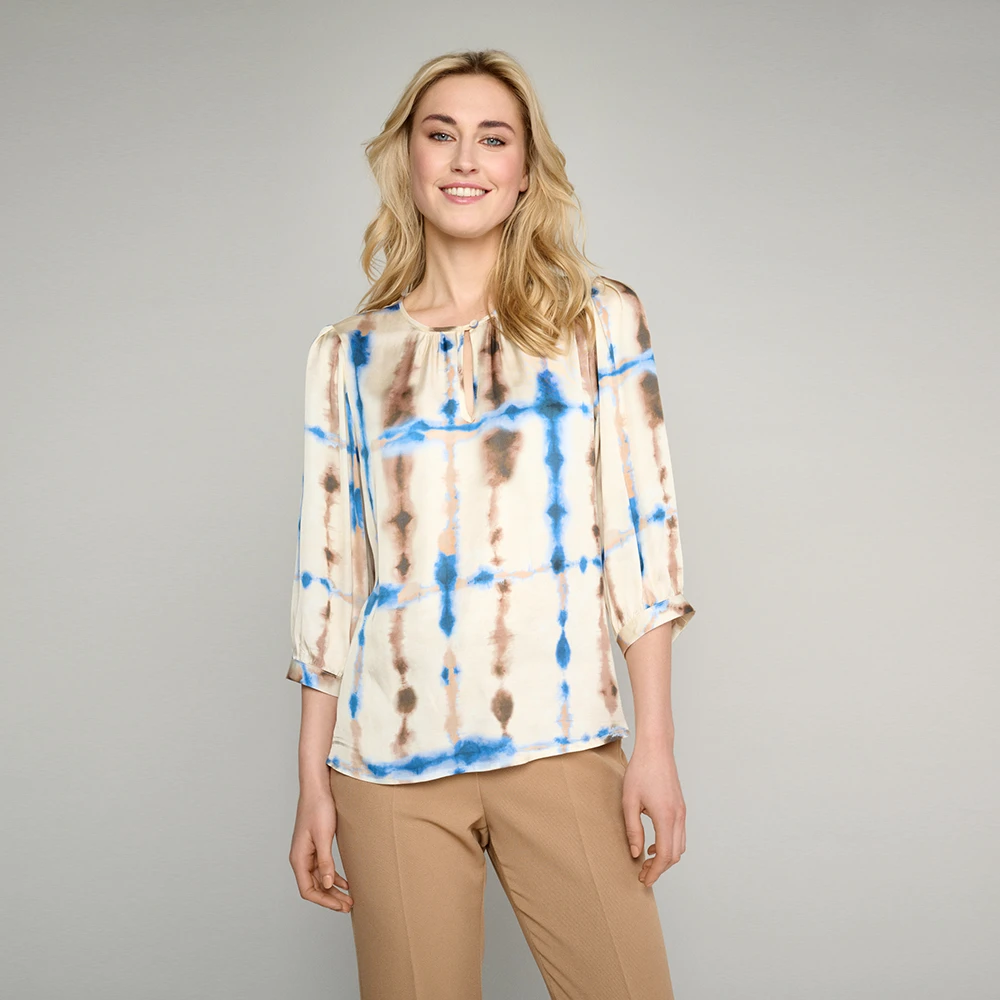 Marie Méro Tie Dye Puff Sleeve Blouse Beige Dames