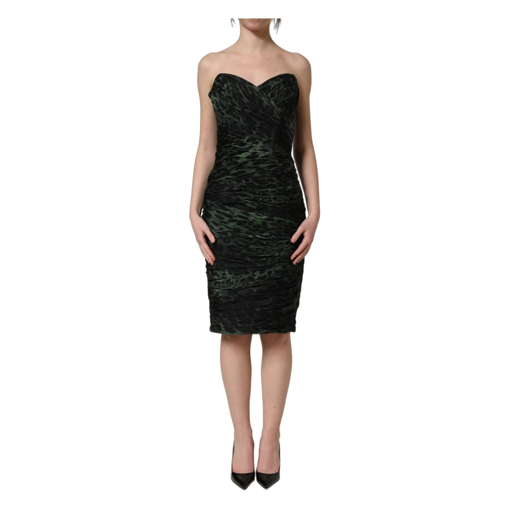 Dolce & Gabbana Women's Green Party Dresses, S, Bustier Draped Midi Dress