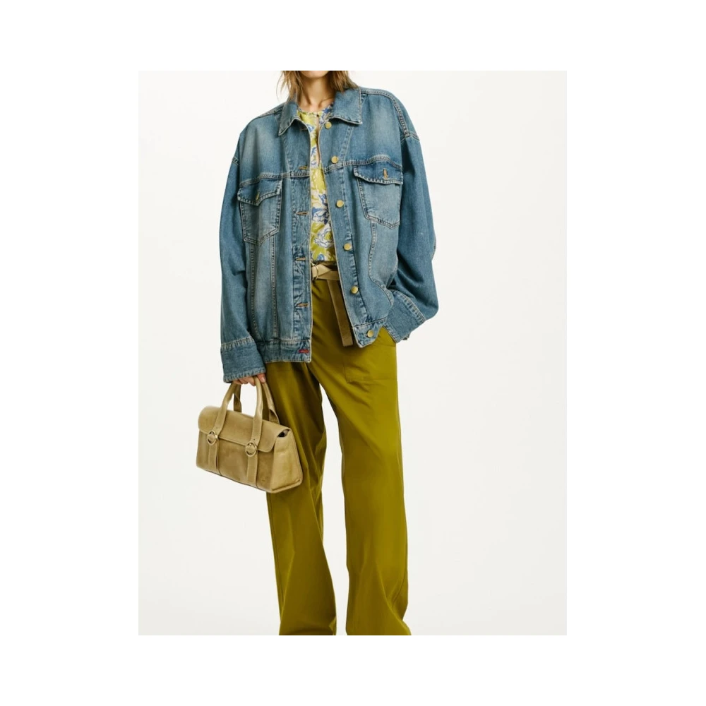 Momoni Oversized spijkerjasje met verlaagde schouders Blue Dames