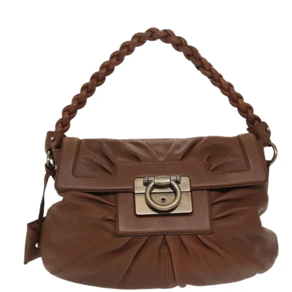 Salvatore Ferragamo Pre-owned Leather shoulder-bags Brown Dames