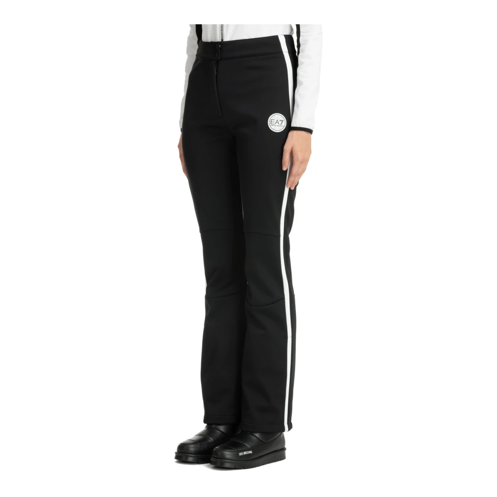 Emporio Armani EA7 Hoge Taille Ski Broek Drukknopen Logo Black Dames