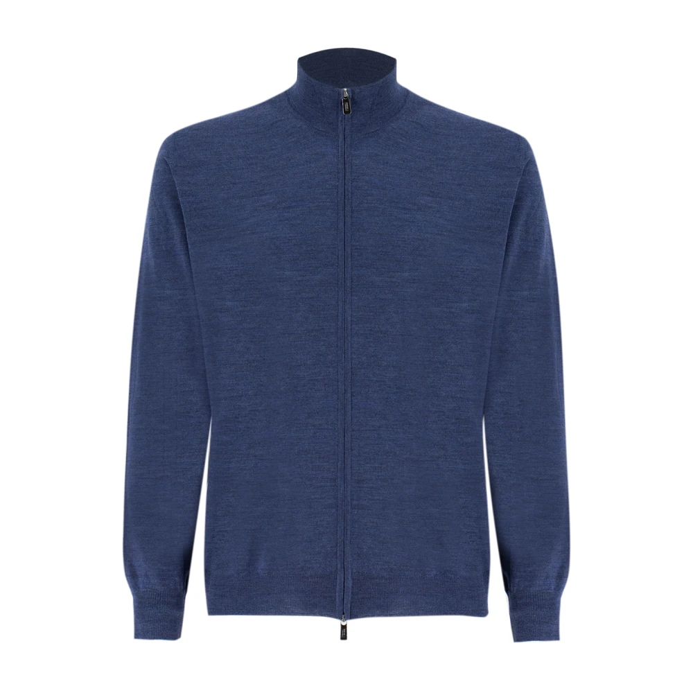 Fedeli Gestructureerde Rits Cardigan Blue Heren