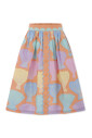 orange-shell-print-casual-skirt