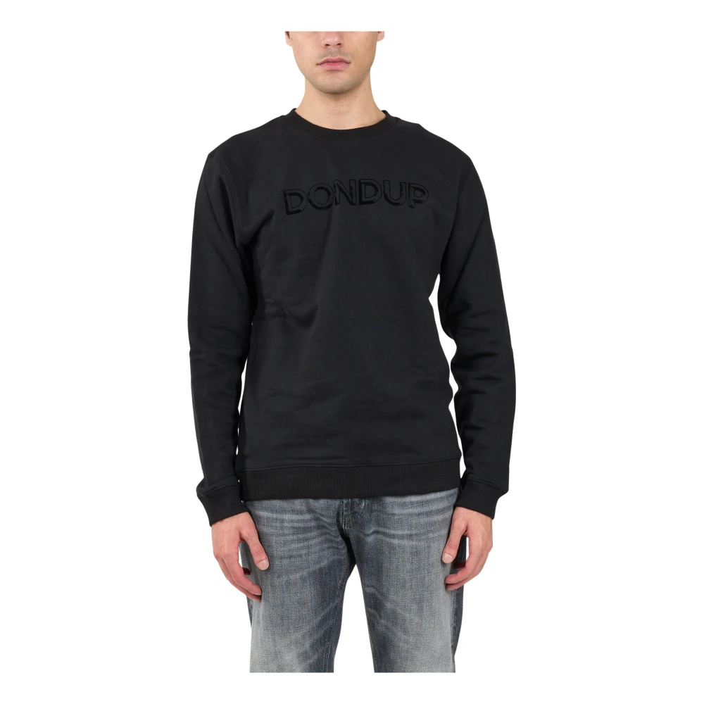 Dondup Katoenen sweatshirt met flocklogo Black Heren
