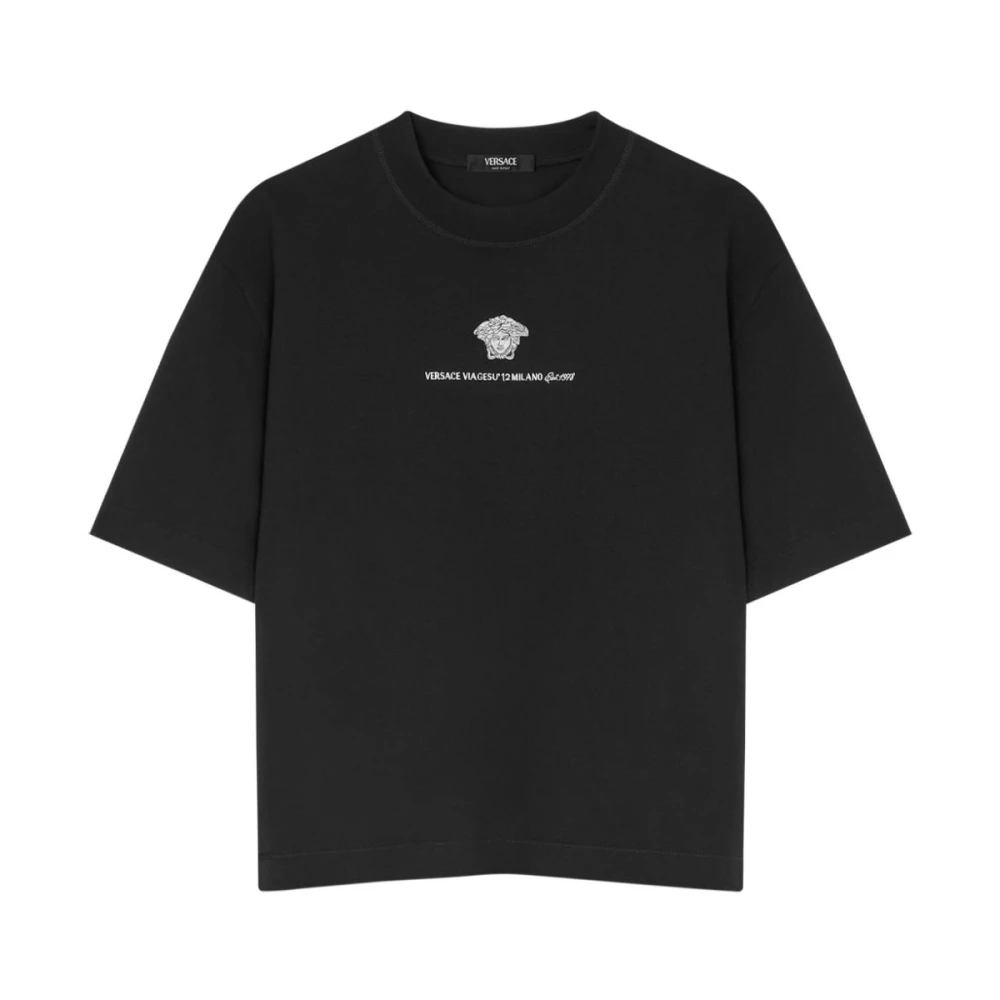 Versace Zwarte T-shirts en Polos Black Heren