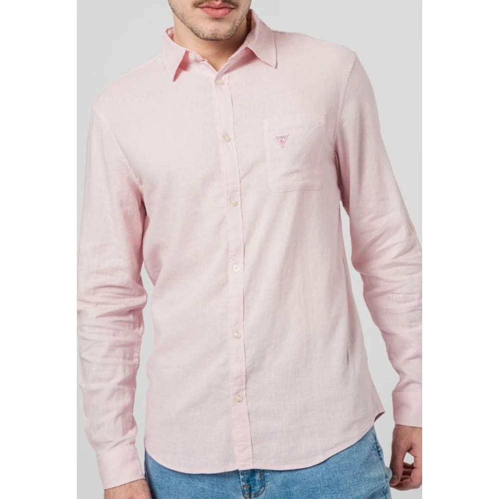 Guess Opgerolde Blouse Pink Heren