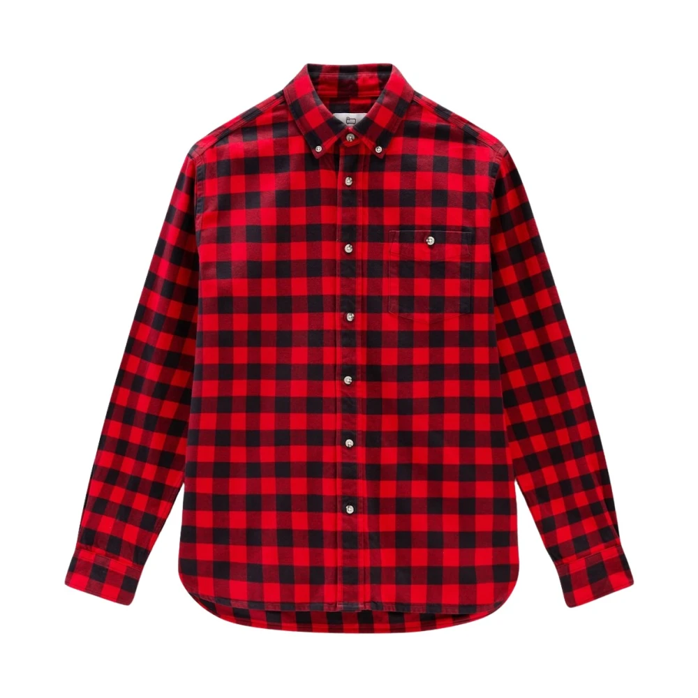 Woolrich Geruite Flanellen Overhemd Klassieke Pasvorm Red Heren