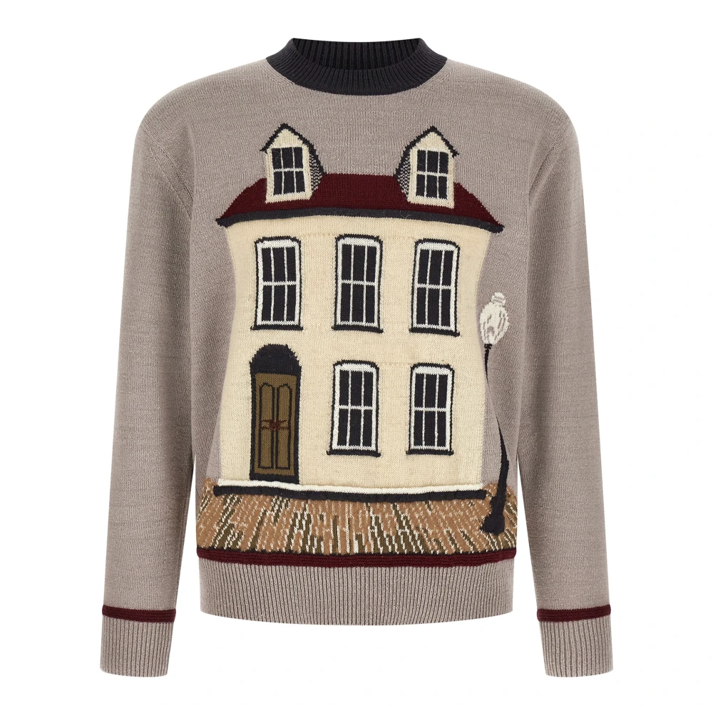 Junya Watanabe Multicolor Round-Neck Knitwear, Male, Xl, Jacquard Crew Neck Jumper