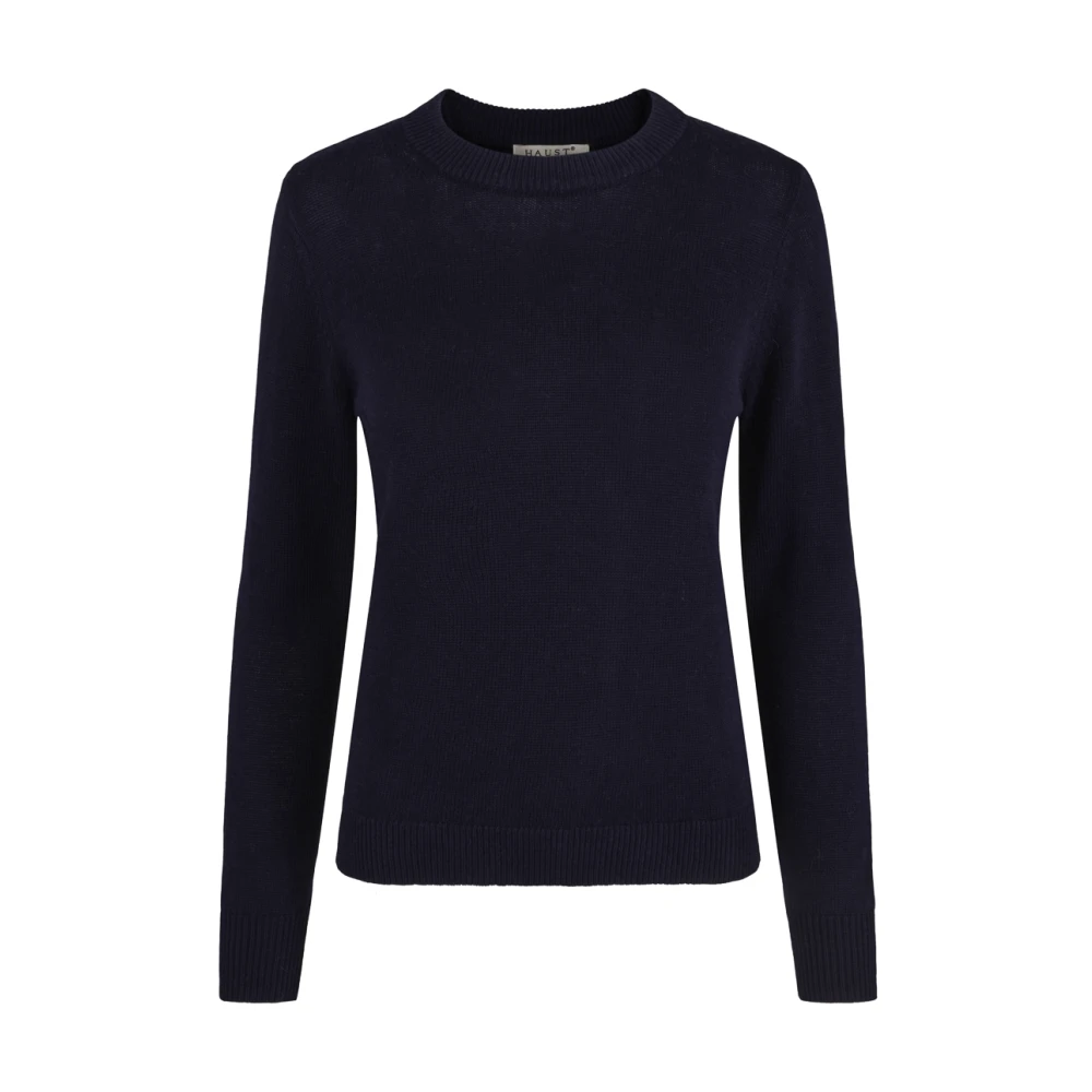 Navy Basic Rund Hals Genser Strikket