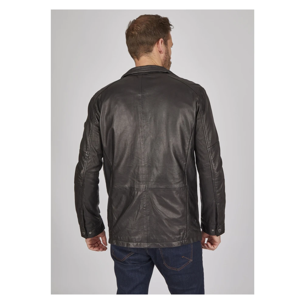 Bugatti Heren Leren Parka Jas Budavid Black Heren