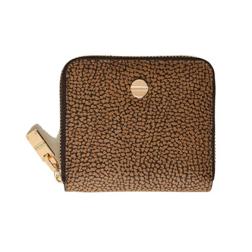Borbonese Middelgrote Portemonnee met Natuurlijk Zwart Print Brown Dames