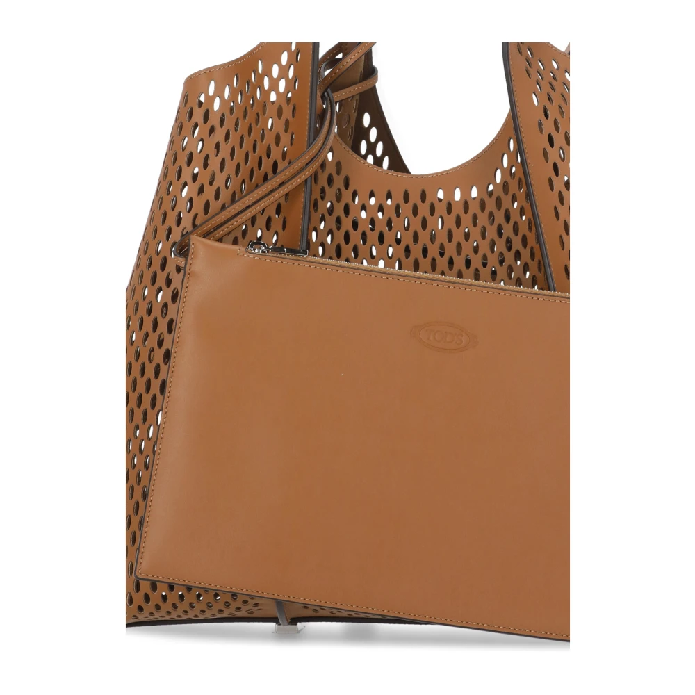 TOD'S Bruine leren winkeltas met Pochette Brown Dames