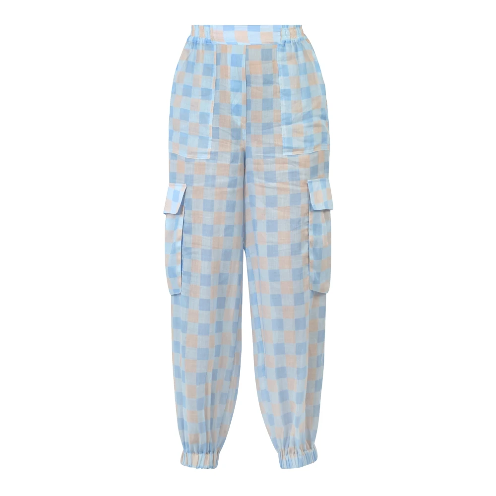 Semicouture Ramie Elastische Taille Broek Enkel Lengte Multicolor Dames