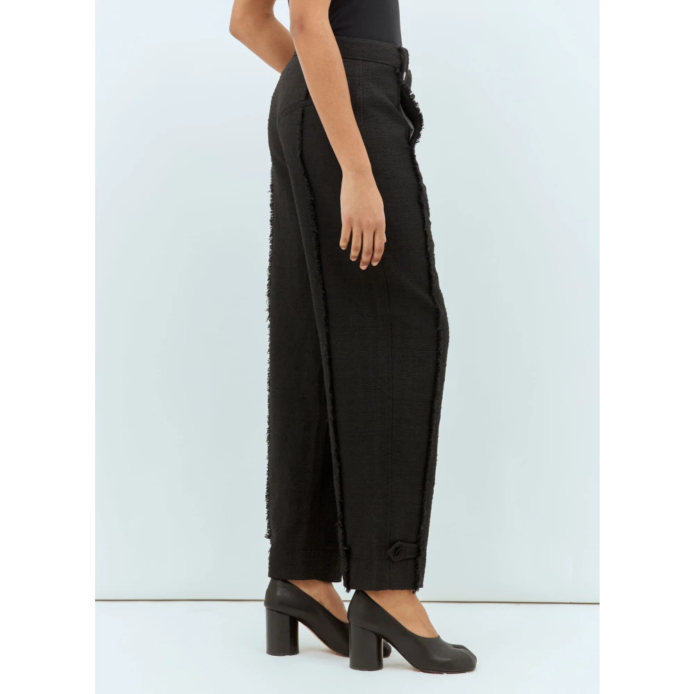 Ganni Gefranjerde Tweed Suiting Broek Black Dames