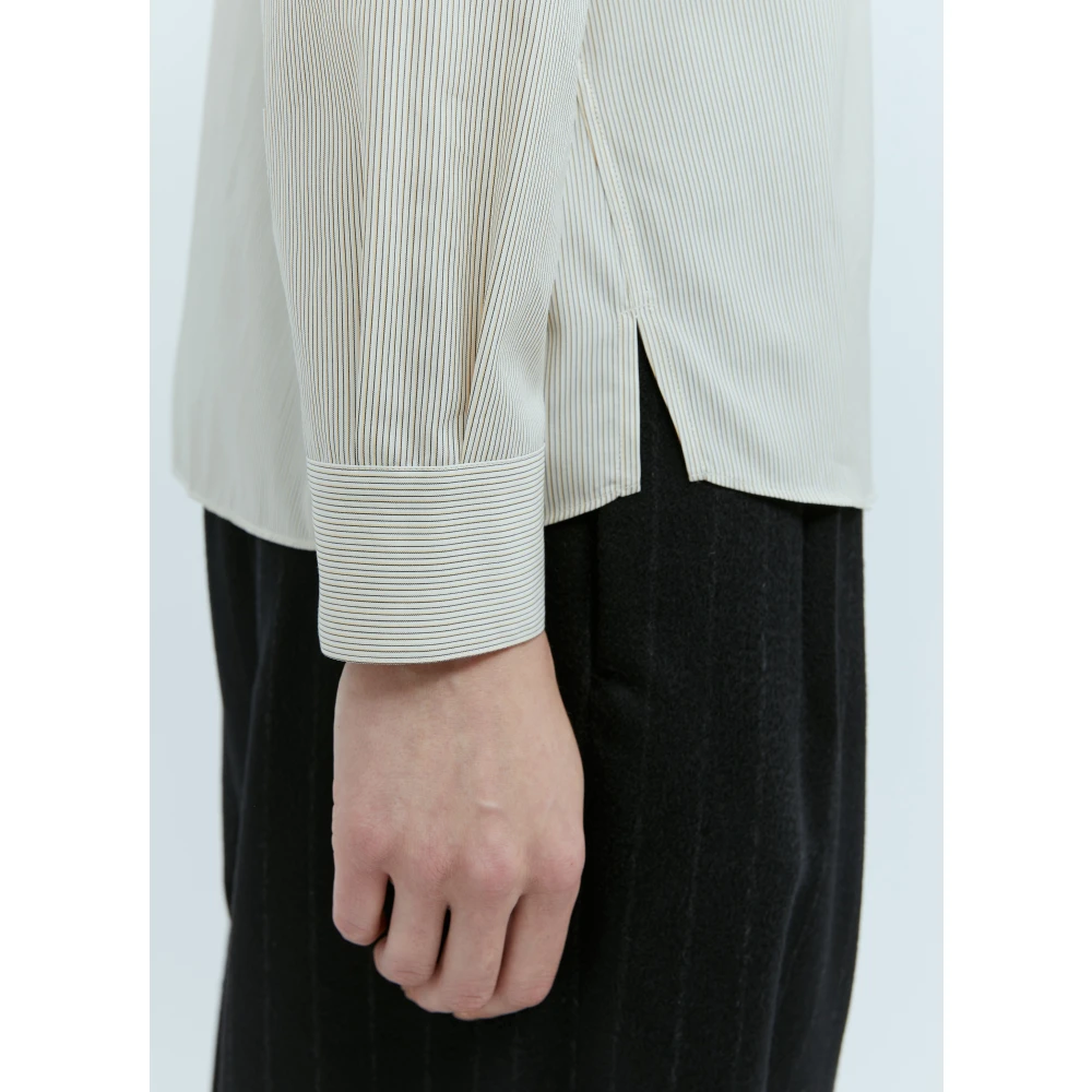 The Row Klassieke Gestreepte Katoenen Shirt Beige Dames
