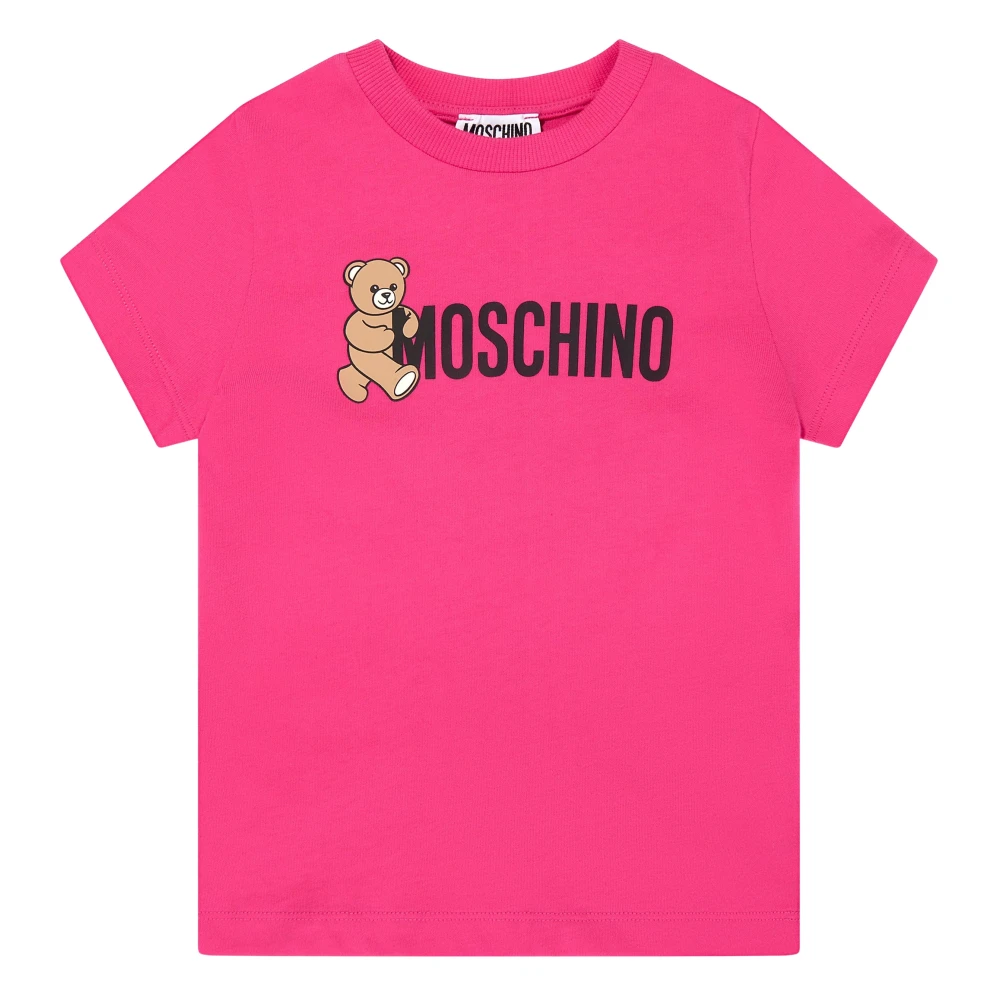 Moschino Girls Pink Teddy Bear Logo T-Shirt In