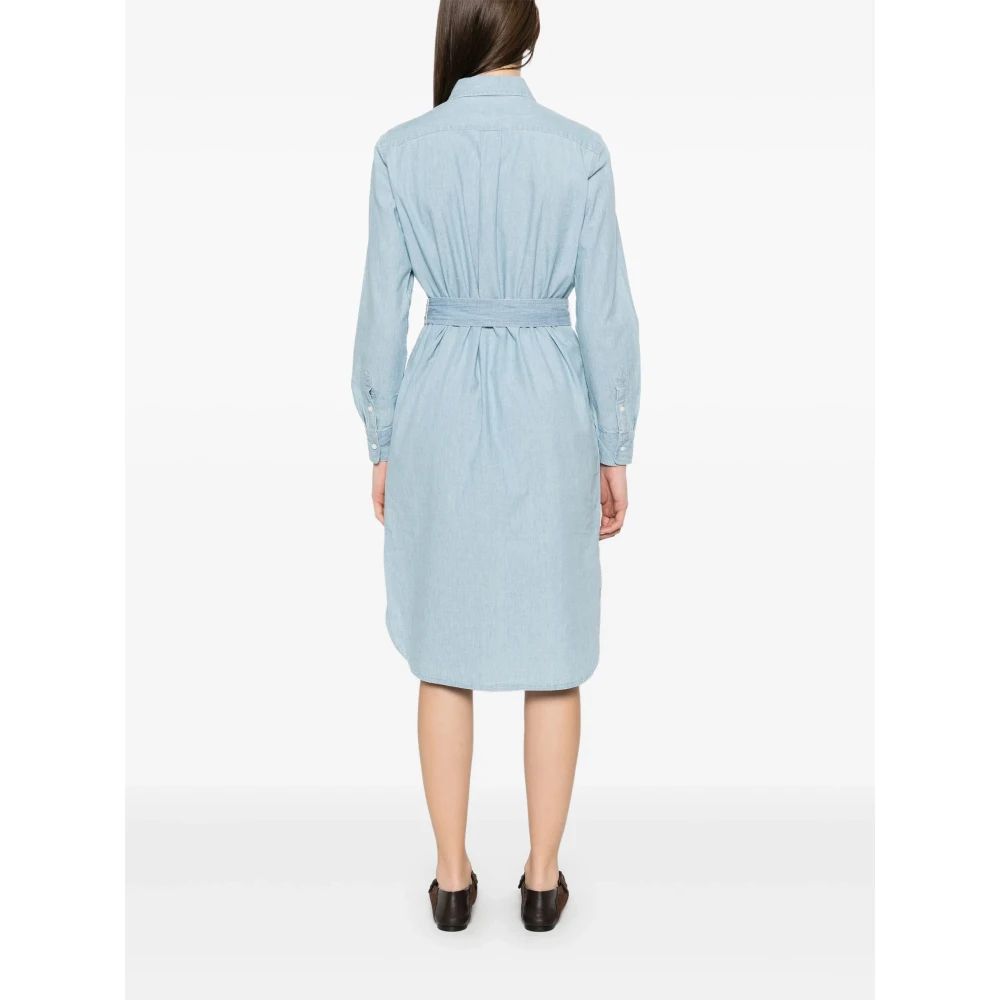 Polo Ralph Lauren Blauwe overhemdjurk met ponyborduursel Blue Dames