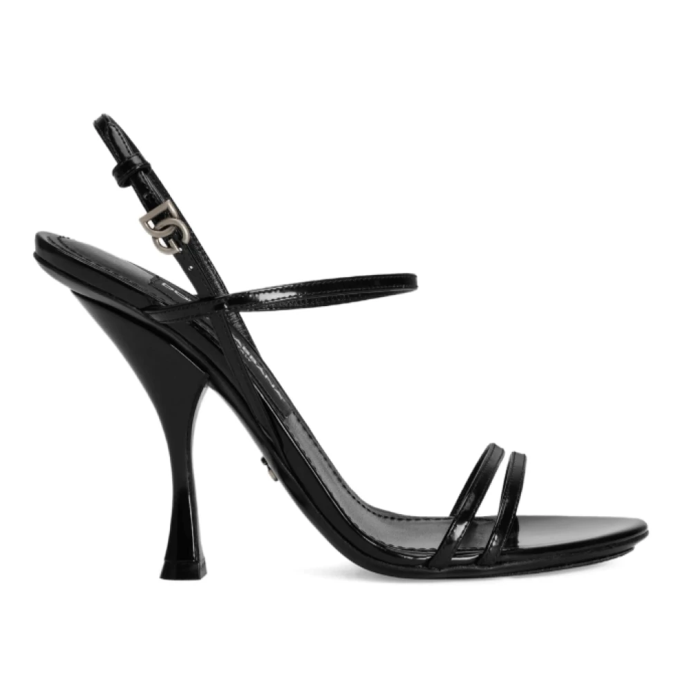 Dolce & Gabbana Black High Heel Sandals, Female, 4 Uk, Leather Ankle Strap Sandals