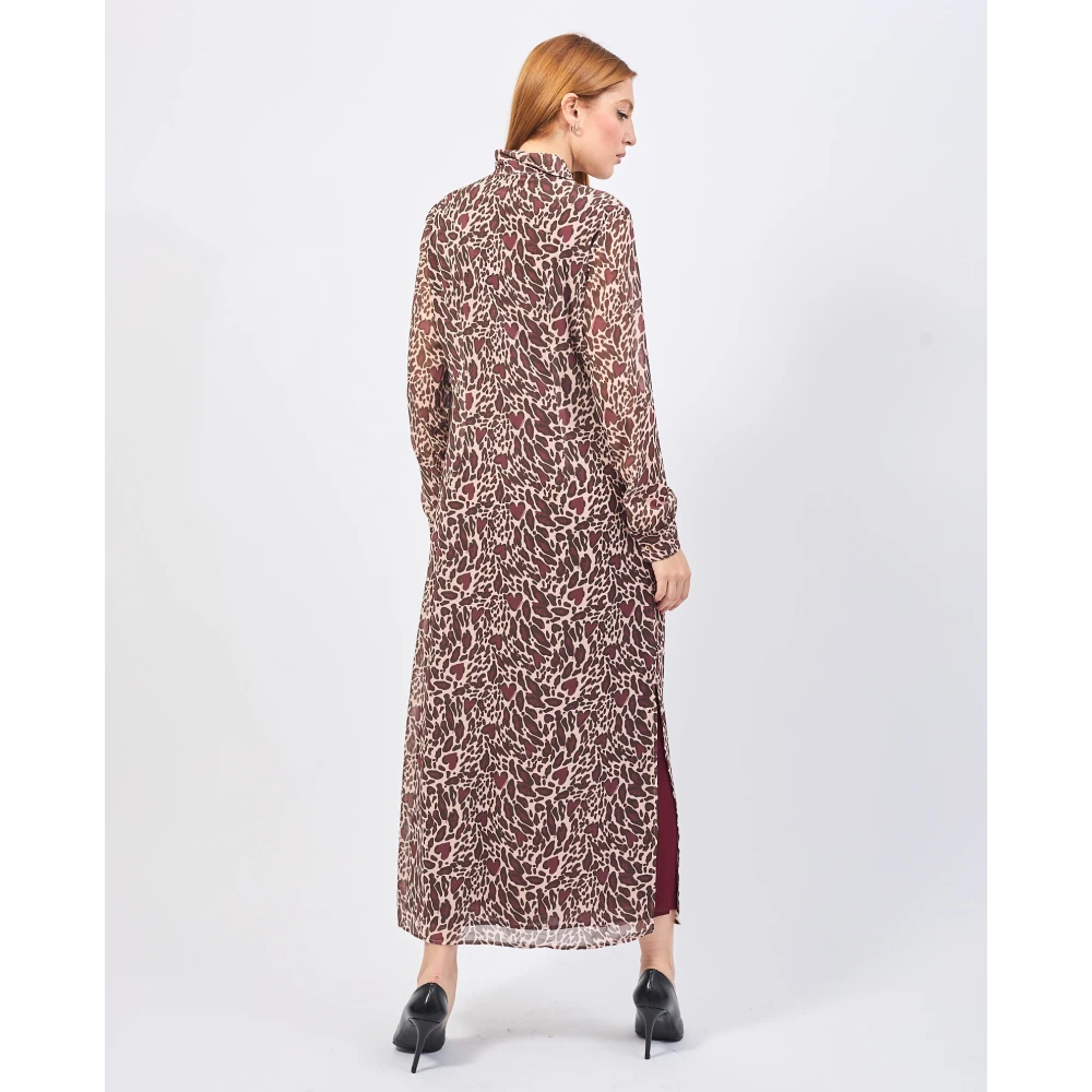 Fracomina Dierenprint Lange Overhemdjurk Multicolor Dames