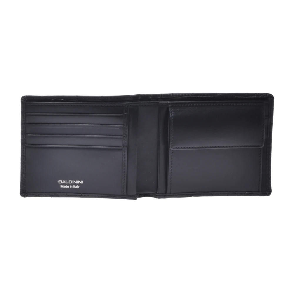 Baldinini Wallet in black leather with crocodile print Black Heren
