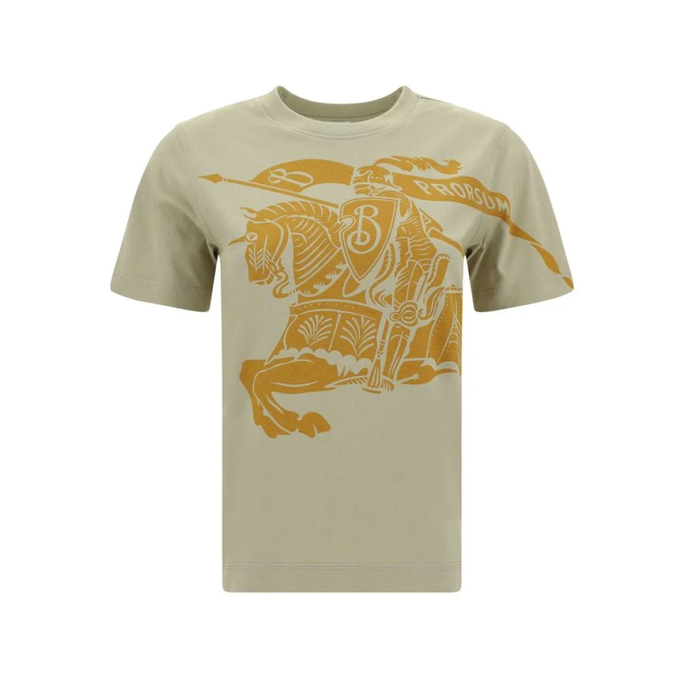 Burberry Katoenen T-shirt met Logodetail Beige Dames