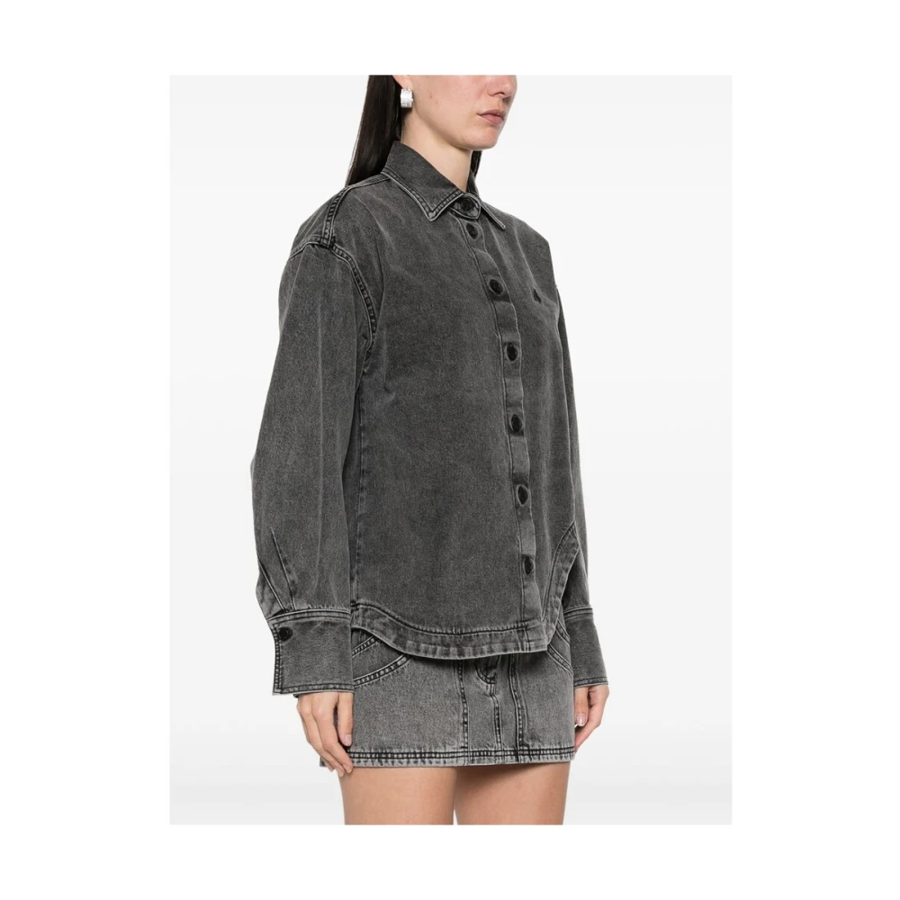 The Attico Zwart knoopsluiting bovenkleding met logoborduursel Black Dames