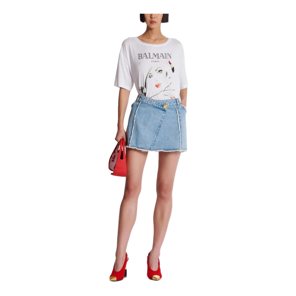 Balmain Asymmetrische denim rok Blue Dames
